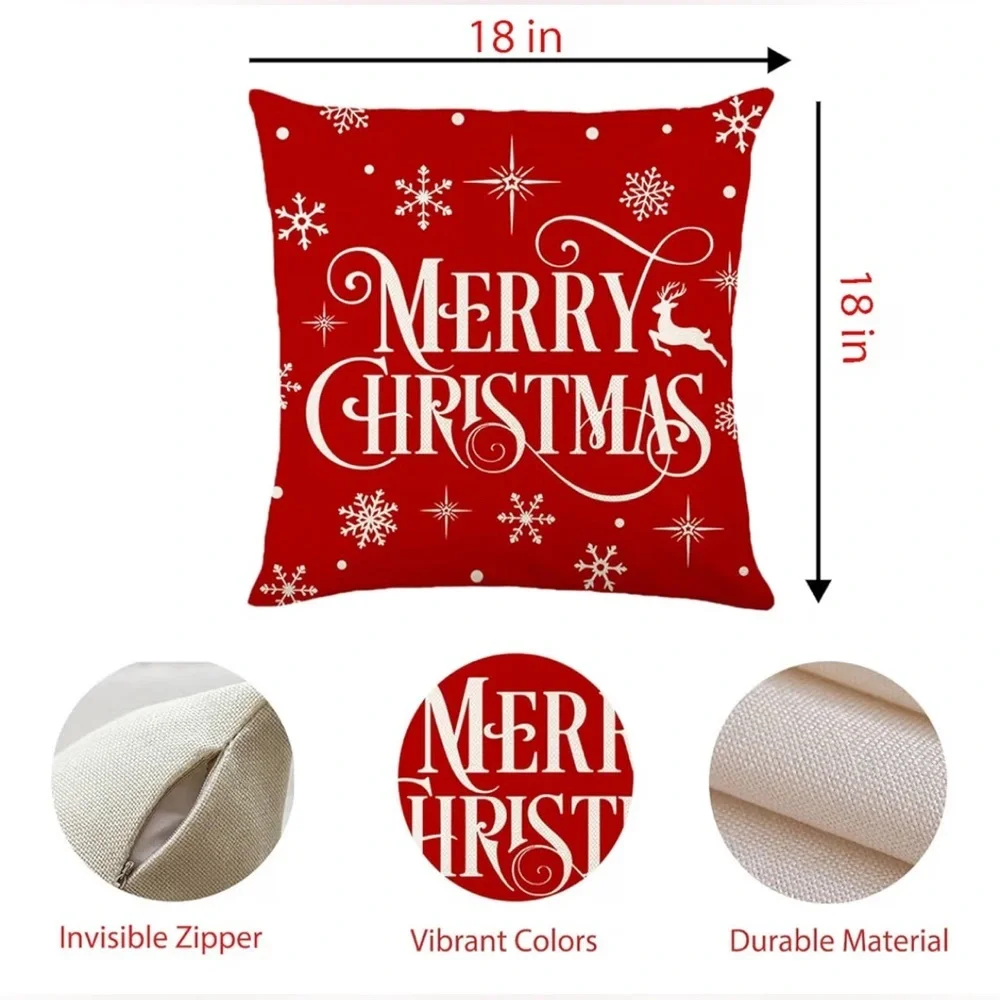 New- Set of SIX Festive Red and White Festive couch Pillow Set